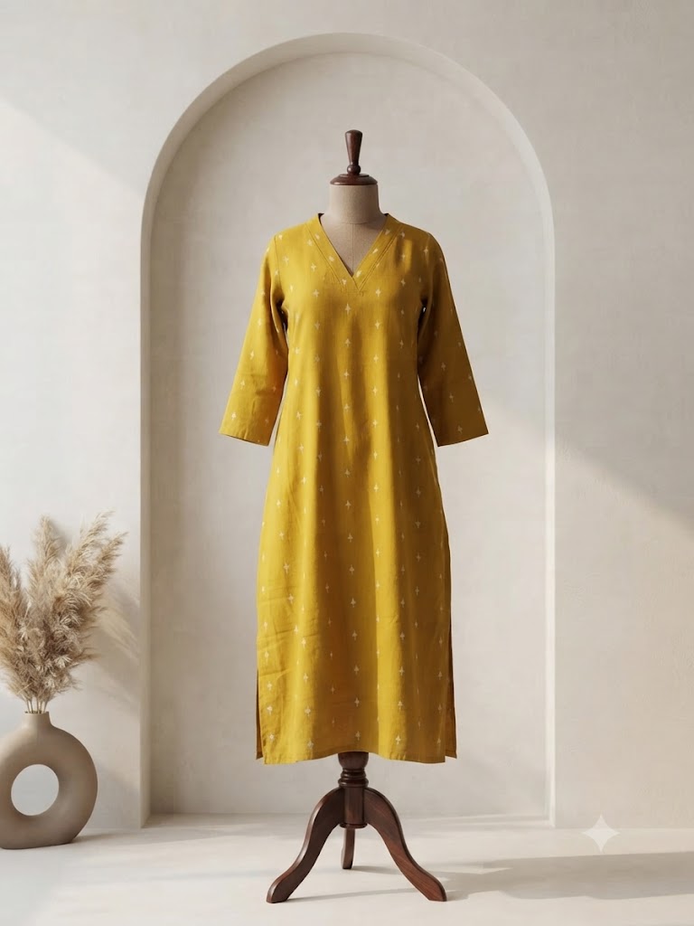 YELLOW HANDLOOM COORDSET-0157