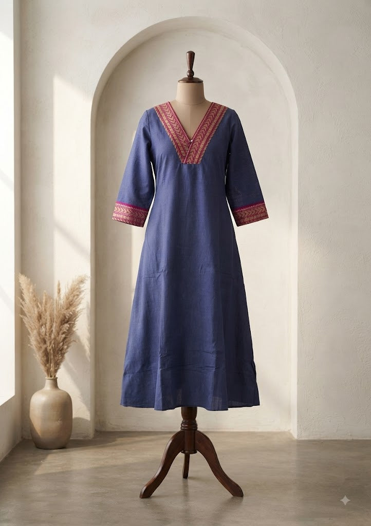 HANDLOOM BLUE KURTI-6129
