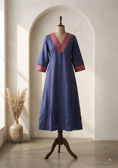 HANDLOOM BLUE KURTI-6129