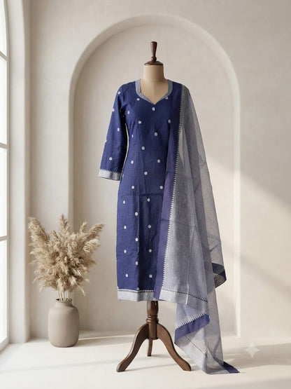BLUE HANDLOOM KURTI SET-1753