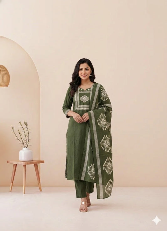 GREEN CLASSIC KURTI SET-1517