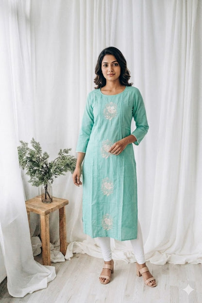 BLUE MUL COTTON KURTI-6071