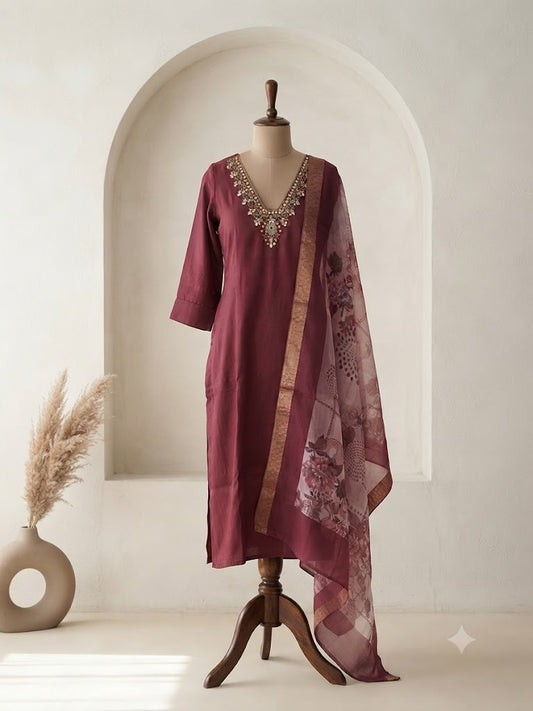 DUSTY PINK SILK ETHNIC SUIT-1316