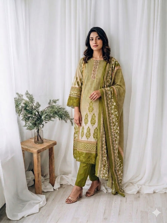 OLIVE BLOOM ETHNIC SUIT-1196