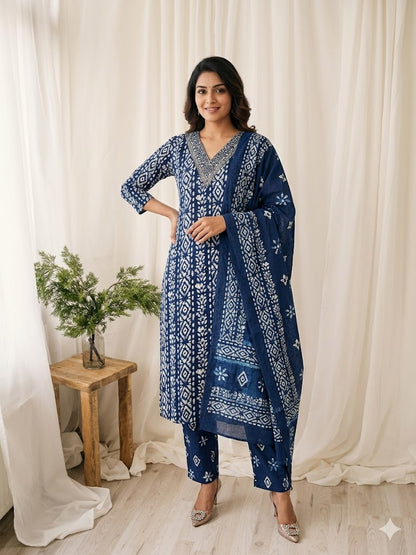 CASUAL COMFORT ROYAL BLUE KURTI SET-1412