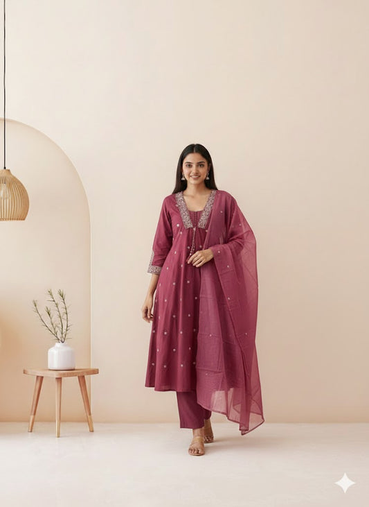 PINK FLORET KURTI SET-2080