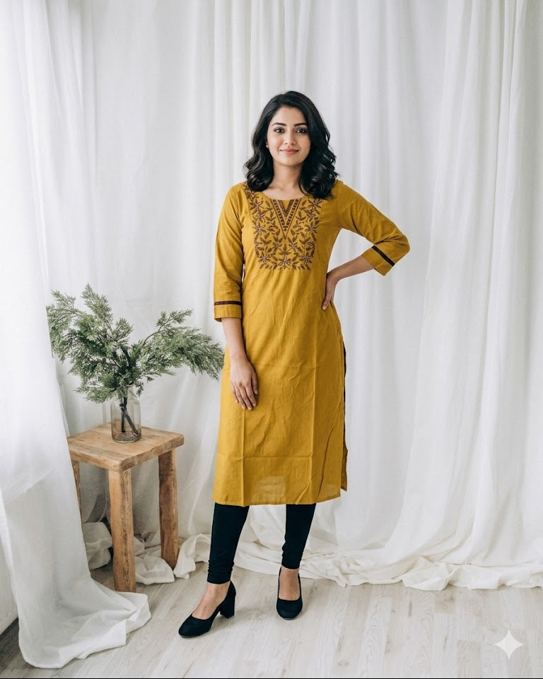 LOOMIRA YELLOW KURTI-6060