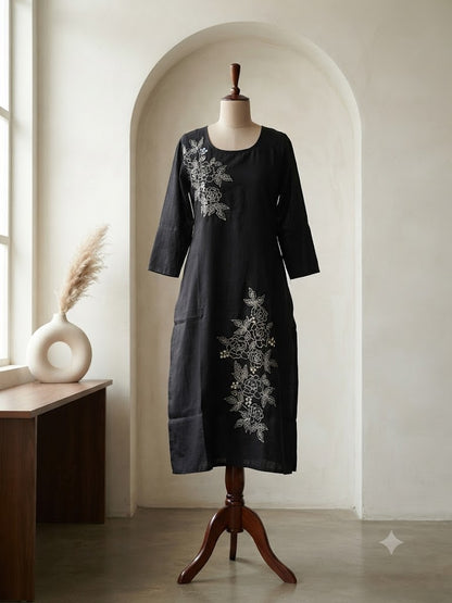 BLACK  SILK KURTI-6120