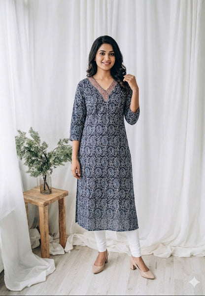 INDIGO PRINT KURTI-6067
