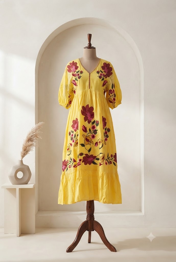 YELLOW PETAL DRESS-1760