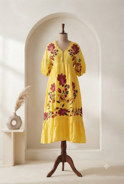 YELLOW PETAL DRESS-1760
