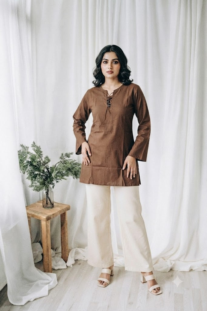 BROWN SHORT KURTI-6115