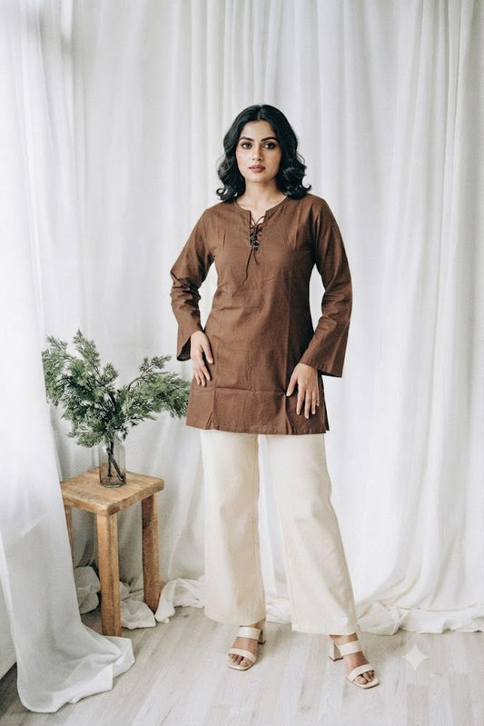 BROWN SHORT KURTI-6115