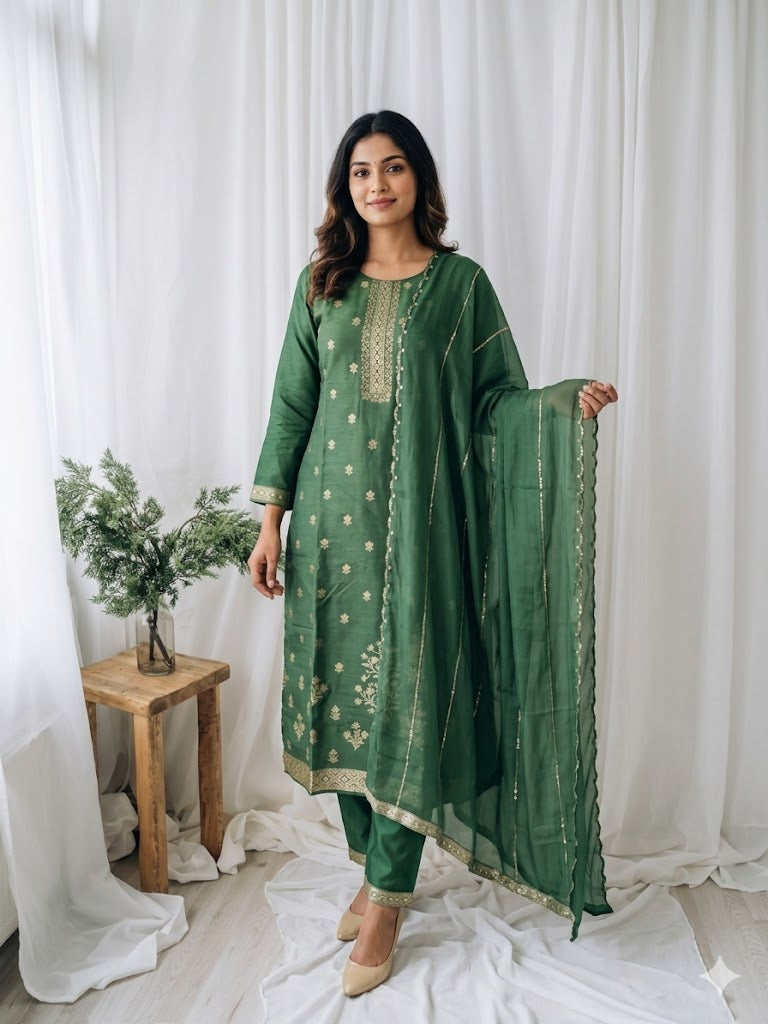 EMERALD ELEGANCE ETHNIC SUIT - 1358