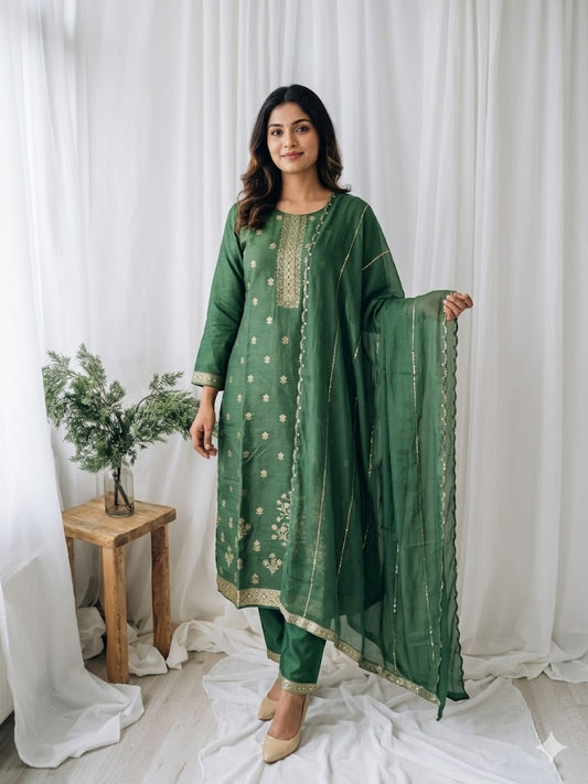 EMERALD ELEGANCE ETHNIC SUIT - 1358
