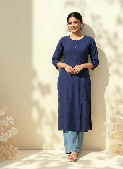 BLUE CHIKANKARI KURTI-1505