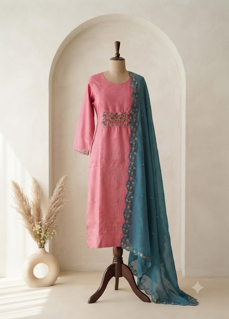 PINK SILK ETHNIC SUIT-1010