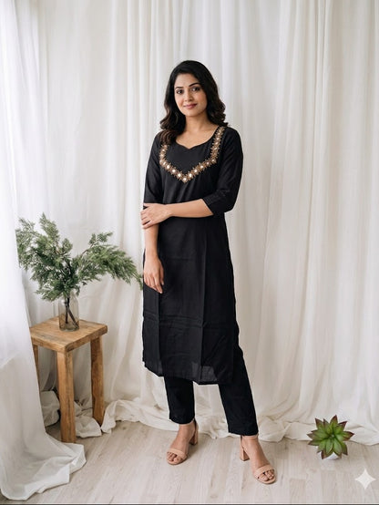 BLACK SILK MIRROR CO-ORD SET-0033