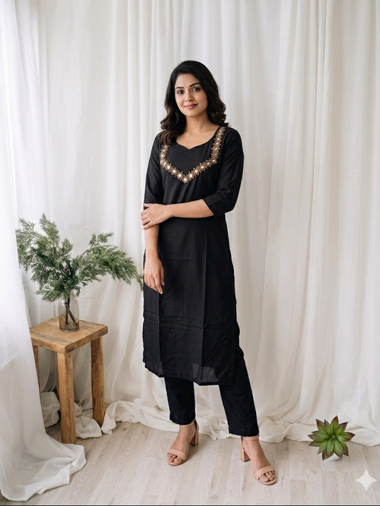 BLACK SILK MIRROR CO-ORD SET-0033