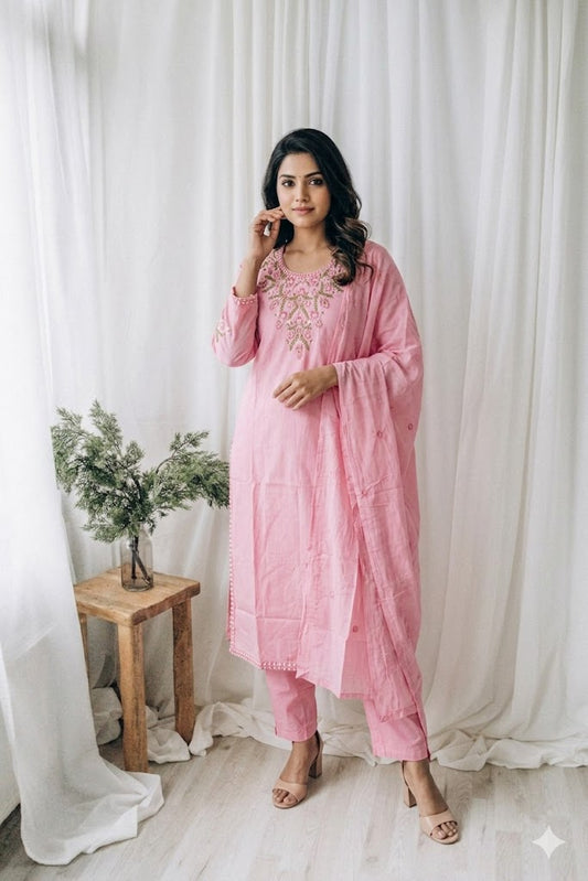 SOFT PETAL PINK KURTI SET-1630