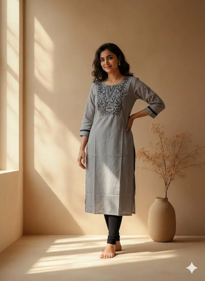 LOOMIRA GREY KURTI-6060