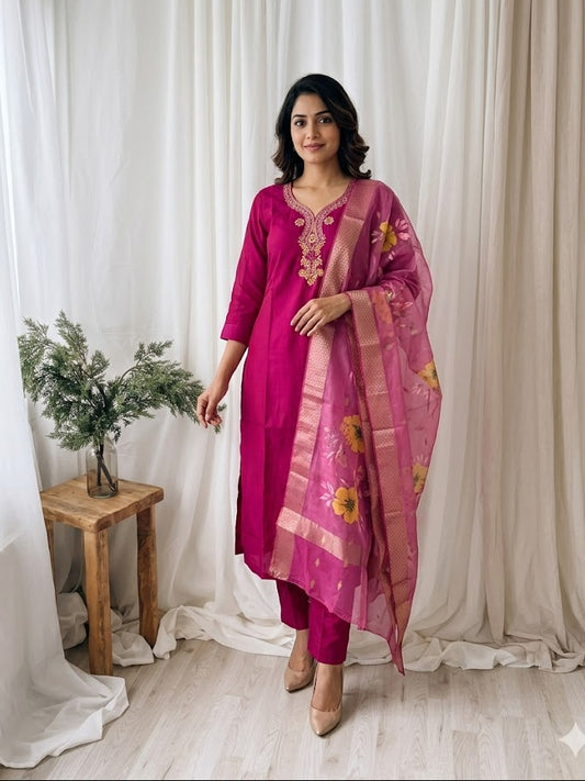 MAGENTA MAJESTIC ETHNIC SUIT-1176