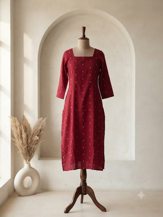 MAROON HANDLOOM COORDSET-0158
