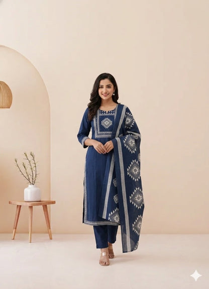 BLUE CLASSIC KURTI SET-1517