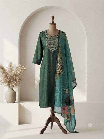 MYSTIC GREEN ETHNIC SUIT-1168