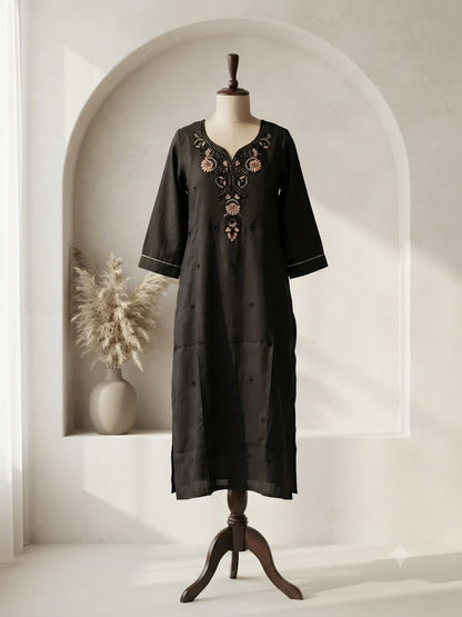BLACK FLORAL KURTI-6159
