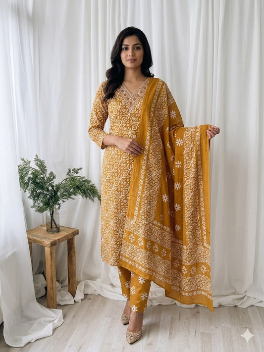 CASUAL COMFORT YELLOW  KURTI SET-1412