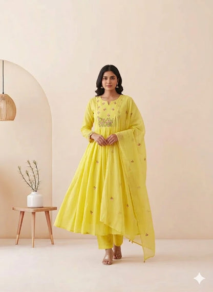 MULBLOOM YELLOW KURTI SET-2105