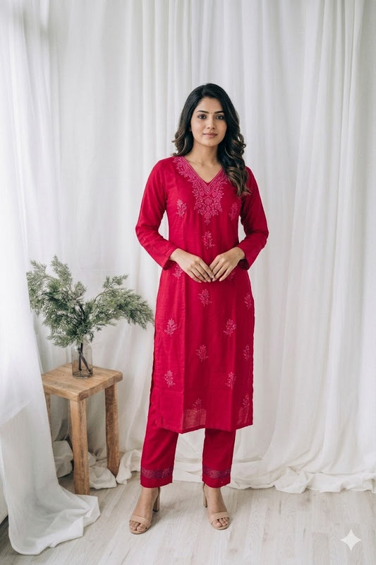 PINK CHIKANKARI COORDSET-0112