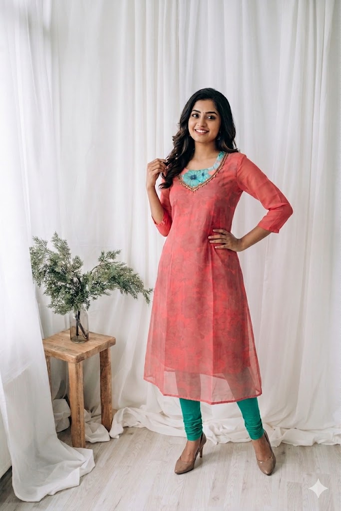 GARDENIA PINK LAYER KURTI-3026