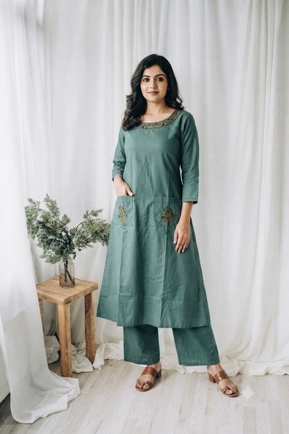 MINT GREEN POCKET  COORDSET-0135