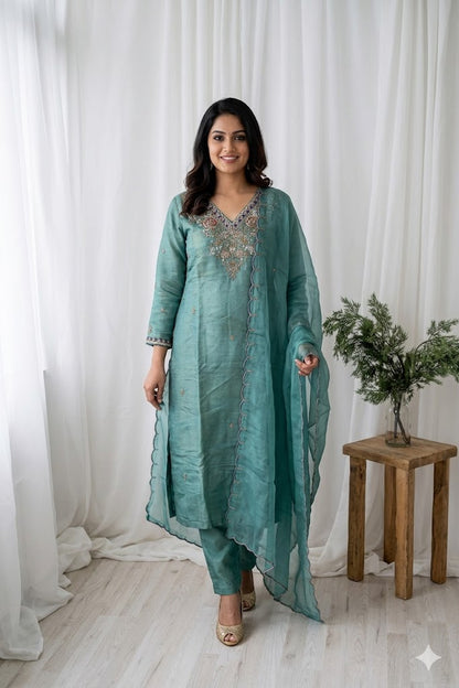 BLUE TISSUE ETHNIC SUIT-1671