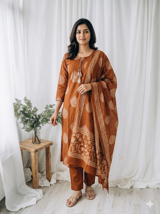 ORANGE ARTISAN KURTI SET-1514