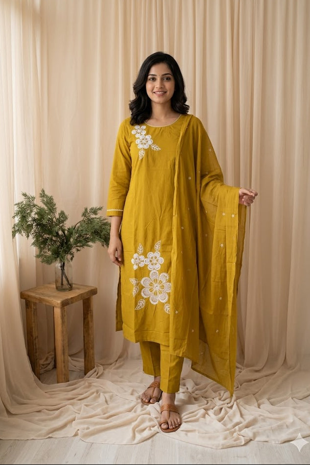 MIRELLE YELLOW KURTI SET-1592