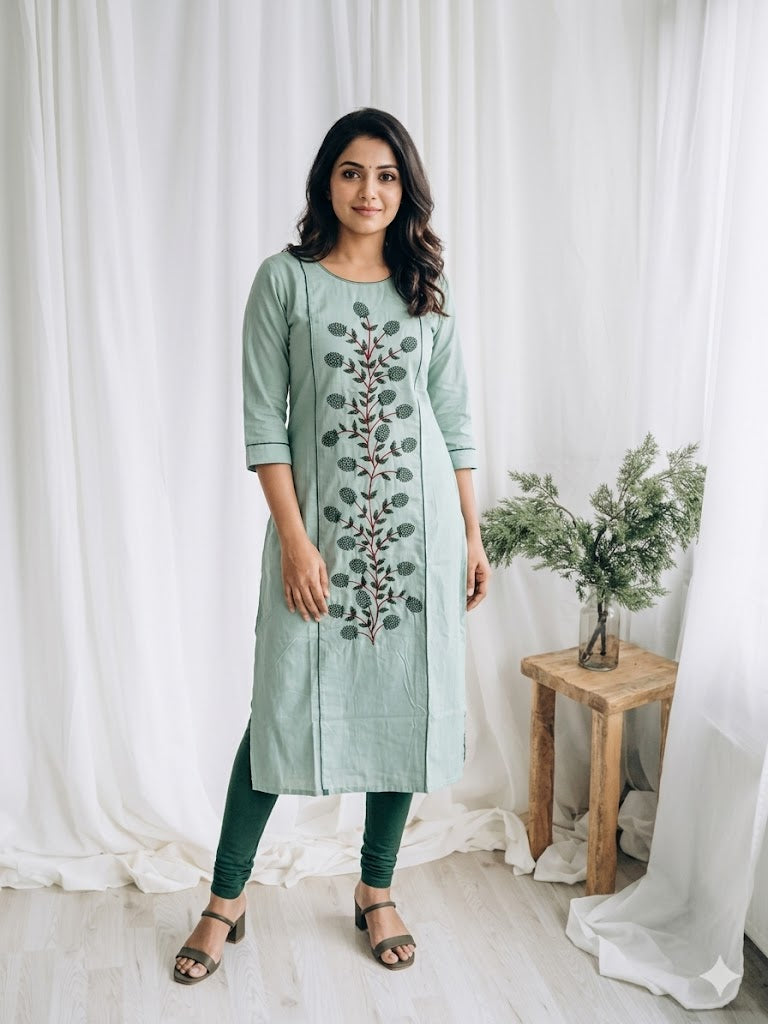 LOOMIRA GREEN KURTI-6061