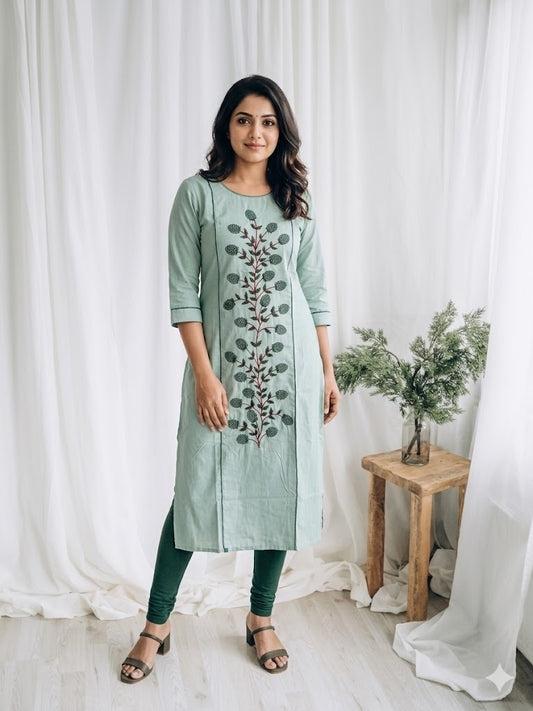 LOOMIRA GREEN KURTI-6061