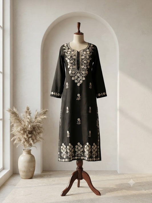 BLACK CHIKANKARI COORDSET-0111