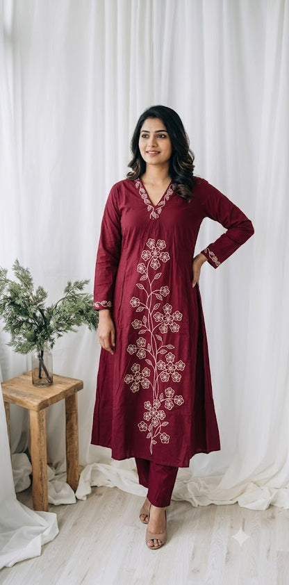 MAROON ALINE COORDSET-0127