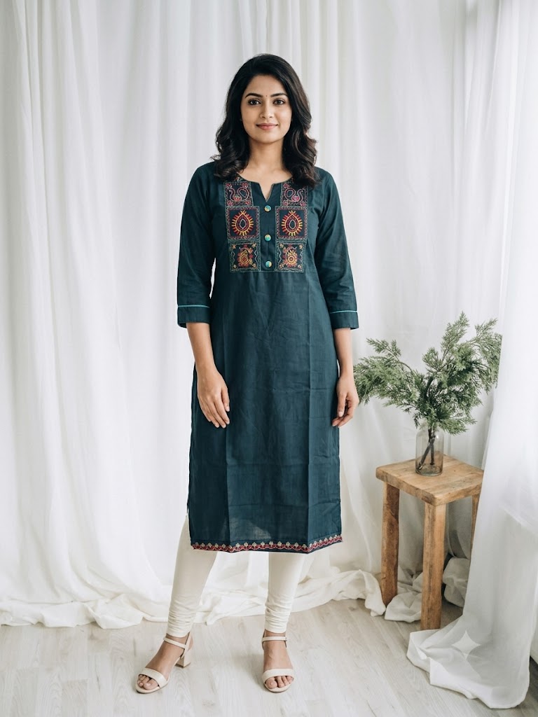 BLUE YOKE KURTI-6083