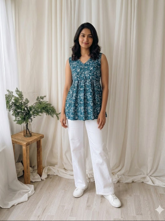 BLUE PEPLUM KURTI-5033