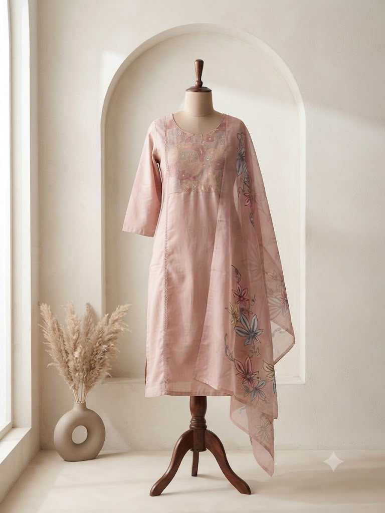 PINK SILK ETHNIC SUIT-1349