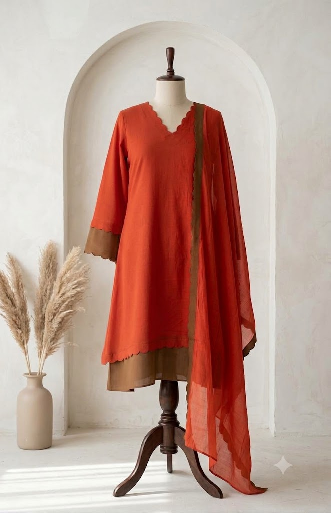 ORANGE SCALLOP ETHNIC SET-1852