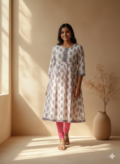 GARDEN WHITE KURTI-6024