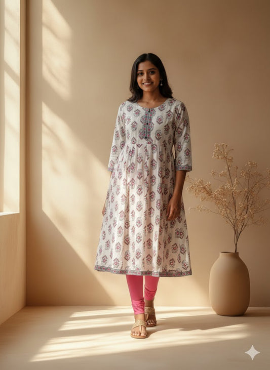 GARDEN WHITE KURTI-6024