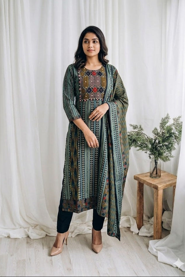 HERITAGE MOSAIC ETHNIC SUIT-1183