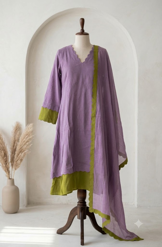 LAVENDER SCALLOP ETHNIC SET-1852